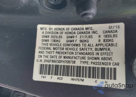 2015 Honda Civic Si from USA, damaged, VIN 2HGFB6E50FH709738